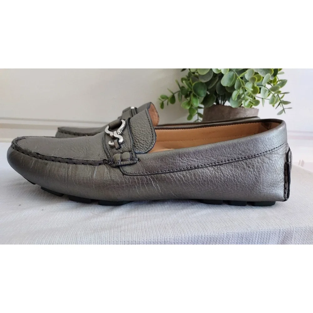 Cole Haan Loafers Women's US 7 Gray Leather Pebble Grain‎ Slip-On Shoes N Air